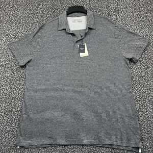 Rockport Golf Polo Shirt Men Extra Large Gray Striped Short Sleeve Cotton New XL